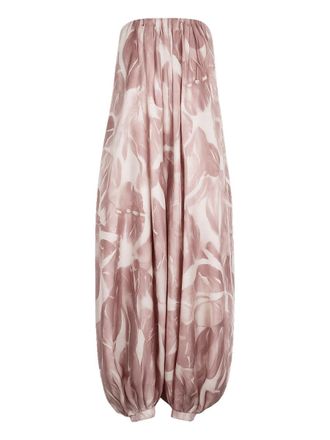 Alysi Silk Abstract Floral Loose Jumpsuit