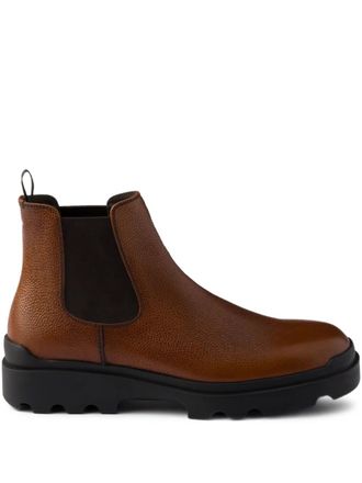 Prada textured-leather chelsea boots - Brown