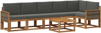 vidaXL Conjunto De Sof&aacute;s De Exterior 7 Uds. Natural Y Antracita Vidaxl