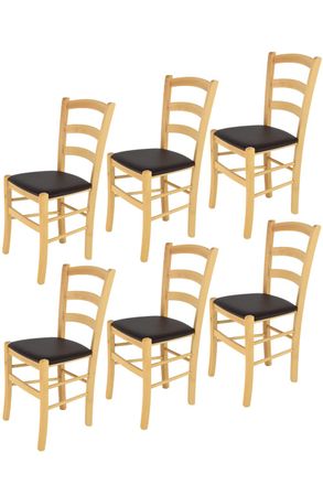 Tommychairs Tommychairs 6 Sillas Venice En Haya Color Natural, Asiento Polipiel Moka