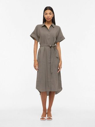 Vila Midi-jurk met korte mouwen en riem