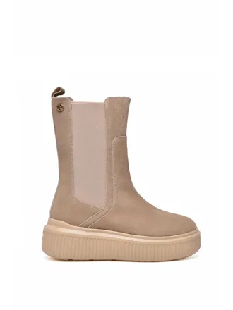Janet & Janet Beige Leather Suede Boots
