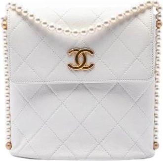 Chanel Pre-owned Vintage Quilted Crossbody Bag - Dames - Vintage Schoudertas - Wit - ONE Size - Leer - Vintage