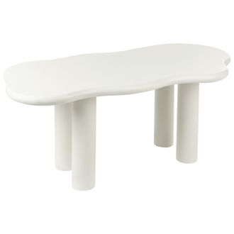 Beliani Mesa De Comedor Moderna Minimalista Mueble Sal&oacute;n 188 X 94 Cm Patas Pvc Tablero Mdf Forma Irregular Blanco Crema Ondle