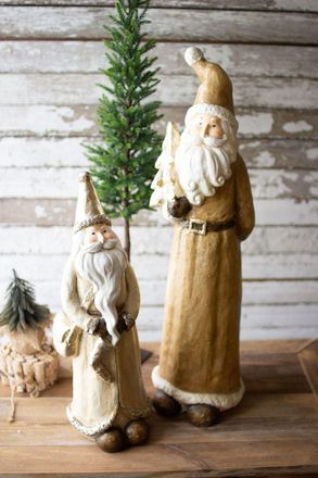 Kalalou Set Of Two Resin Santas