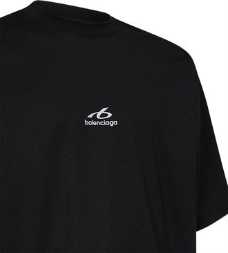 Balenciaga Mens T-Shirt Medium-Fit Black Cotton T-Shirts And Polos