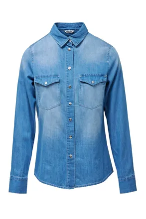 Salsa Jeansbluse SALSA Salsa Jeans Jeanshemd Denim Shirt W/ Front Pockets, Damen, Gr. XS, blau, Obermaterial: 67% Baumwolle CO. 33% Lyocell CLY., Blusen Jea