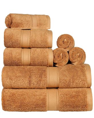 Superior Highly Absorbent 8Pc Ultra Plush Solid Egyptian Cotton Towel Set