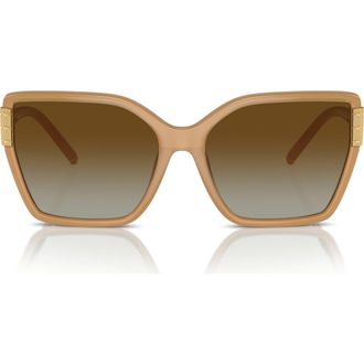 Tory Burch 58mm Polarized Square Sunglasses in Milky Brown /Brown Polar at Nordstrom