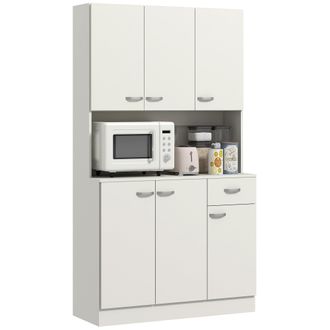 HOMCOM Freestanding Kitchen Cupboard - Storage Cabinet With Doors Cream White | TJ Hughes
