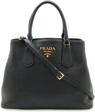 Prada Pre-owned Handbags, female, Black, Size: ONE SIZE Pre-owned Leather Handbag