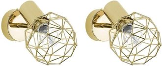 Beliani Beliani - Set 2 Lampade da Parete in Metallo Dorato Paralume a Gabbia Regolabile Chenab