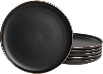 Elama Paul 6 Piece Stoneware Salad Plate Set in Black at Nordstrom