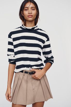Maeve Cotton Stretch Mock Neck Top