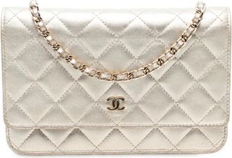 Chanel Borsa a tracolla CC in pelle di agnello trapuntata metallizzata con catena 2014 - Oro