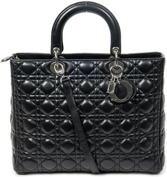 Dior Pre-owned Womens Large Lady Zip Shoulder Bag - Black - One Size