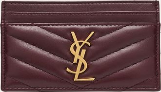 Saint Laurent Cassandre YSL Monogram Card Case in Quilted Smooth Leather