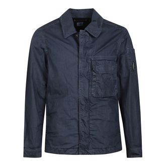 C.P. Company Light Jackets, male, Blue, Size: XL 50 Fili Wax Zipped Lens Overshirt