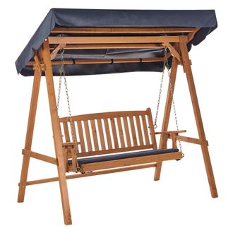Beliani Columpio De Jard&iacute;n Moderno Con Dosel De Madera De Abeto Gris Oscuro Fibbialla
