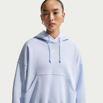 Nike Womens Nike Sportswear Phoenix Fleece Over-Oversized Pullover Hoodie in Blue | DQ5858-407