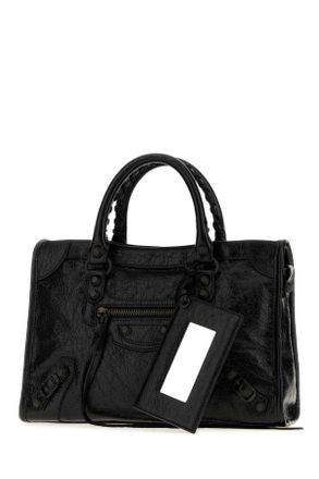 Balenciaga Lambskin Leather Top Handle Bag - Black