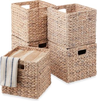 Best Choice Products 13x13in Hyacinth Storage Baskets, Set of 5 Multipurpose Collapsible Organizers
