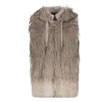 Lorena Antoniazzi Waistcoats, female, Gray, S, Alpaca Fur Vest with Ribbed Collar