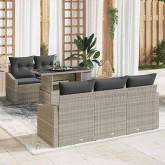 vidaXL Vidaxl - Conjunto De Sof&aacute; De Jard&iacute;n 6 Pcs Gris Claro 100 X 55 X 73 Cm