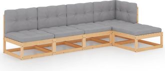vidaXL 5 Pcs Garden Lounge Set Con Cojines De Pino Masivos