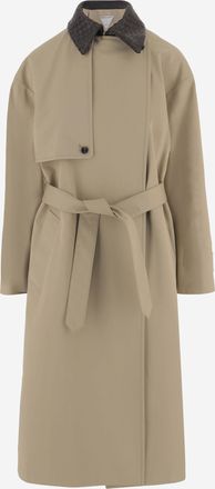 Bottega Veneta Womens Trench Coat Cotton Beige