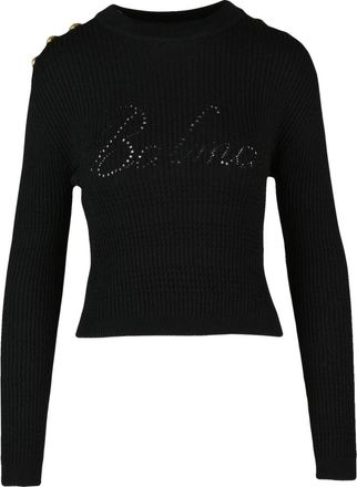 Balmain Maglia Corta - Dames - Ronde hals truien - Zwart - S - Polyester - Truien & Vesten