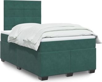 vidaXL Cama Box Spring Con Colch&oacute;n Terciopelo Verde Oscuro 120x190 Cm Vidaxl