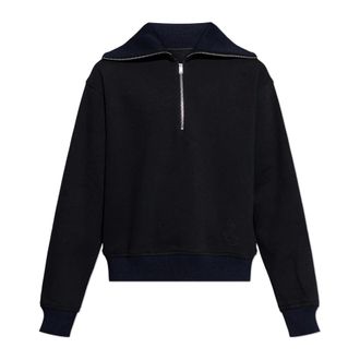 Jil Sander Zip-throughs, male, Black, Size: XL Sweatshirt with Embroidered Logo