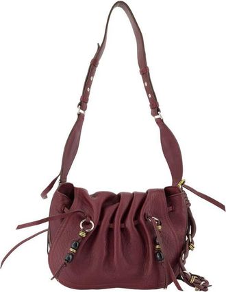 Isabel Marant Gathered Lambskin Shoulder Bag Burgundy