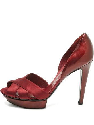 Sergio Rossi Pumps met gekruiste bandjes en hak - Rood