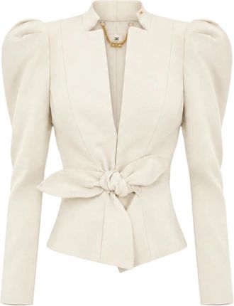 Elisabetta Franchi Blazer Slim met Strik - Dames - Blazers - Wit - XS - Polyester - Jassen