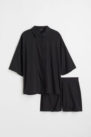 H&M Pyjama aus Leinenmix - Schwarz