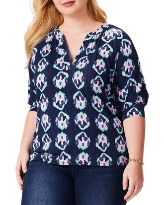 Nic+Zoe Nic+Zoe Plus Ocean Batik Top