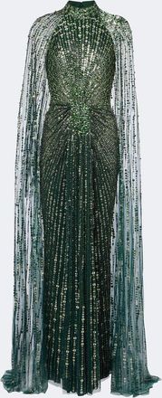 Jenny Packham Cairo embellished gathered caped gown