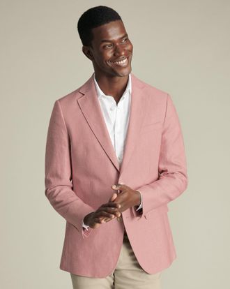 CHARLES TYRWHITT Linen Cotton Jacket - Coral Size 36S by Charles Tyrwhitt