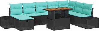 vidaXL Set Divano Da Giardino 9 Pz Nero Polyrattan Vidaxl