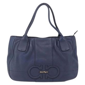 Ferragamo Pre-owned Handbags, female, Blue, Size: ONE SIZE Pre-owned Leather Handbag