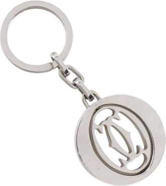 Cartier Pre-owned Accessories, female, Gray, Size: ONE SIZE Pre-owned Double C Key Ring