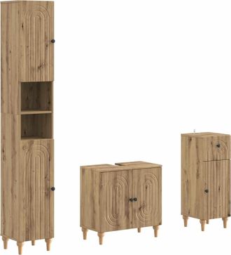 vidaXL Juego De Armarios De Ba&ntilde;o De 3 Piezas Alkmaar Vidaxl
