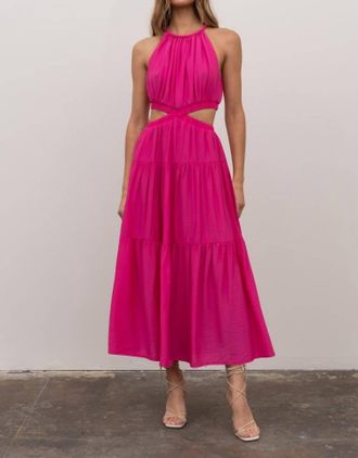 Moon River Cutout Tiered Maxi Dress In Pink