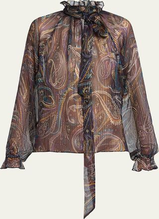 Etro Paisley Semi-Sheer Silk Blouse