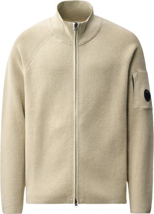 C.P. Company Waffle Knit Cotton Zip Lens Cardigan