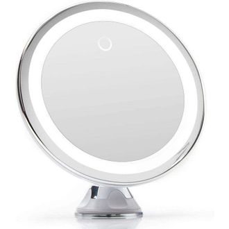 OEM Espejo De Maquillaje Con Aumento De 10x E Iluminaci&oacute;n Led Con Ventosa Potente, Alimentado Por Usb O Pilas, Con Luz Natural Regulable Para Ba&ntilde;os, Luna 