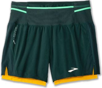 Brooks Mens High Point 5 2-in-1 Shorts Green XXL