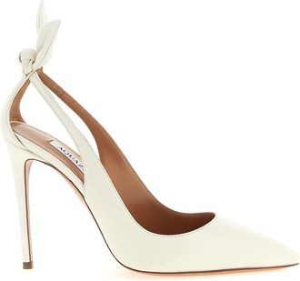 Aquazzura Bow Tie Pump 105 - Dames - Pumps - Wit - 42 EU - Leer - Schoenen
